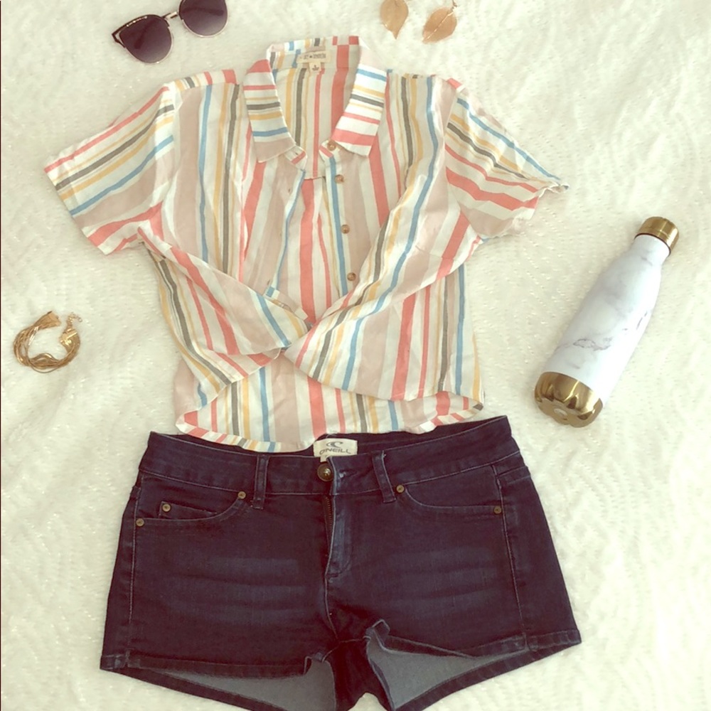 Striped Crop flannel